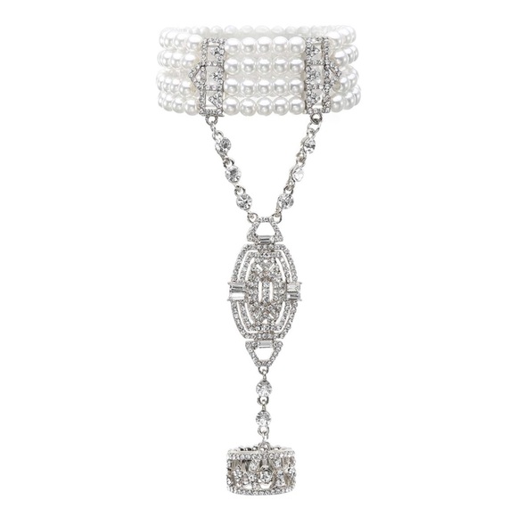 mtlee Jewelry - Metme 1920s Flapper Bracelet Ring Set Gatsby Accessories